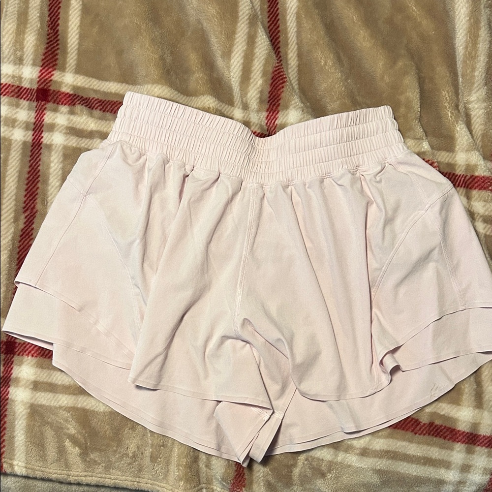 Lululemon high-rise shake it out 2.5in shorts in pink organza (light pink)